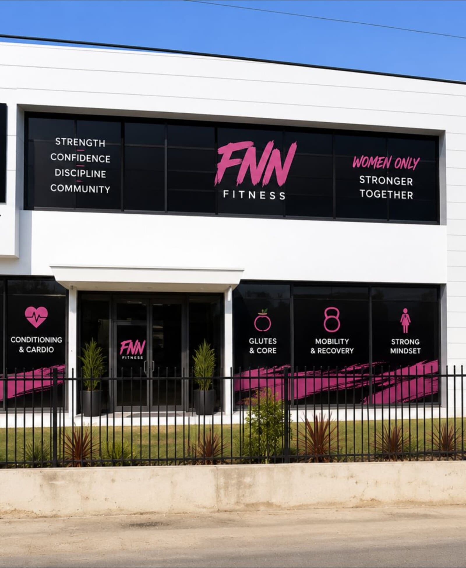 The FNN Fitness building exterior with its women only signage